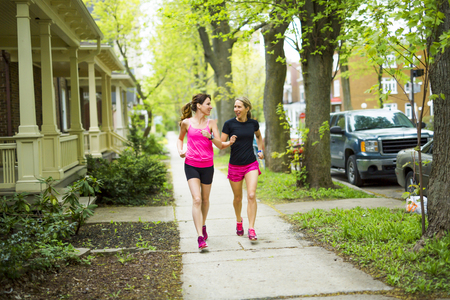 Two Beautiful Female Joggersの写真素材