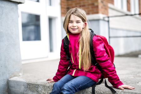 Portrait of a Young Kid at schoolの写真素材