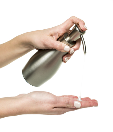 A hand soap with pumping lotion from bottleの写真素材