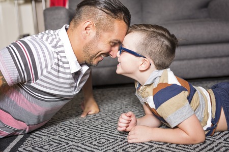Father and son playingの写真素材
