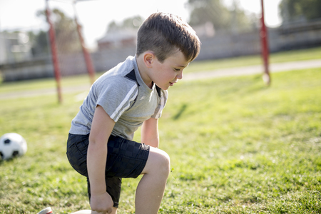 Young caucassian soccer player footballの写真素材