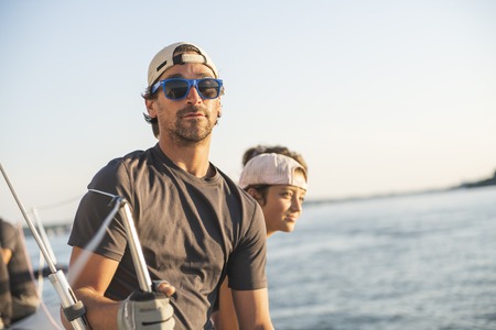 Team athletes Yacht training for the competitionの写真素材