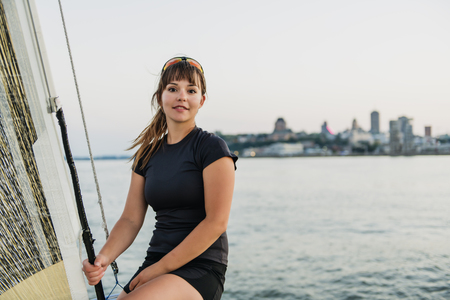 Yaghting adventure people on the high seaの写真素材