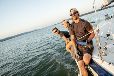 Team athletes Yacht training for the competitionの写真素材