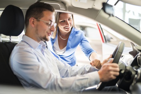 Business car seller working with the client