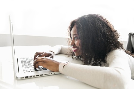 Beautiful woman working on self employee officeの写真素材