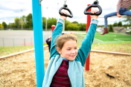 the girl on the playground on the school day