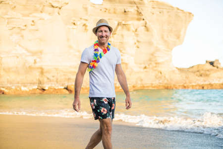 A Handsome man on promenade on a sunny dayの写真素材