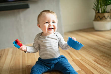 Kids play with toy on the living room
