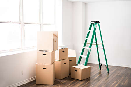 Lot of box at home with window on back and ladder