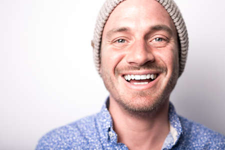Portrait of european man isolated over white background.の写真素材