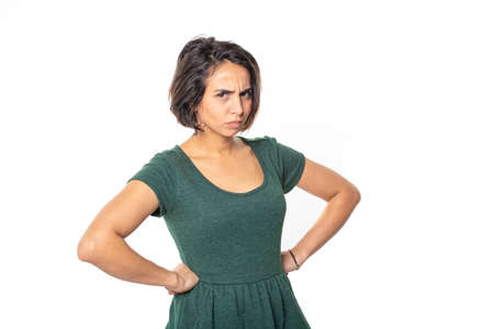 bright brunette girl isolated on a white background