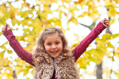 Adorable little girl in a autumn forest