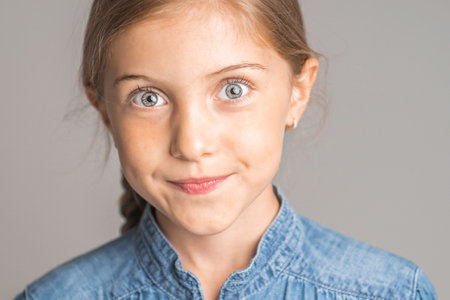 stylish little girl portrait in the studio