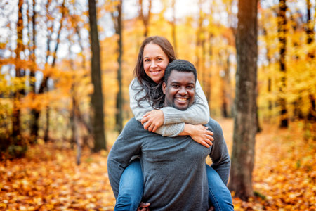 Loving Mature Couple In Autumn season together
