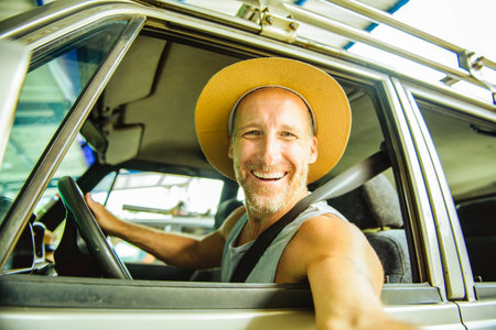 Portrait of a handsome truck driver in Costa Ricaの写真素材