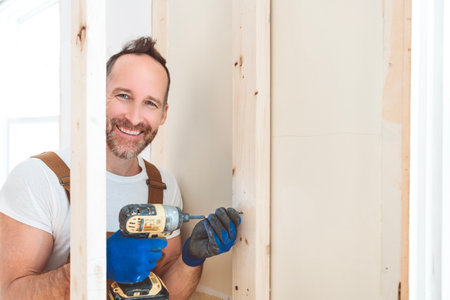 Construction Worker Building renovation an old house