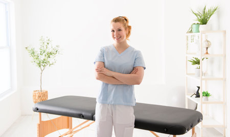 portrait of a physiotherapy person in uniformの写真素材