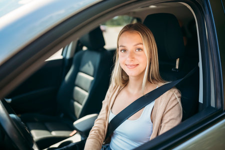 car driver woman happy owner of a new car
