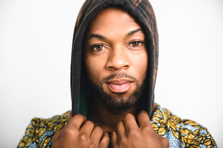 Portrait of black fashion American wearing great looking clothes