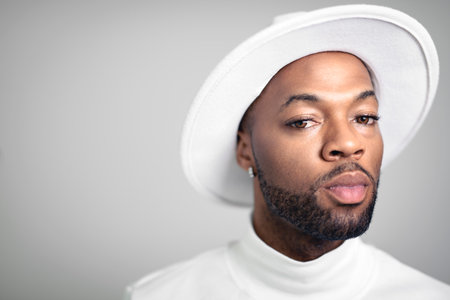 Portrait of black fashion American wearing great looking clothes
