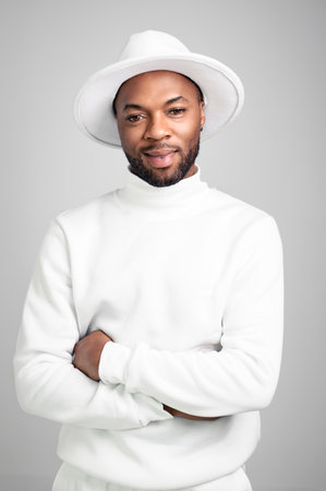 Portrait of black fashion model wearing great looking clothes