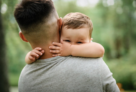 father having great time with his sonの写真素材