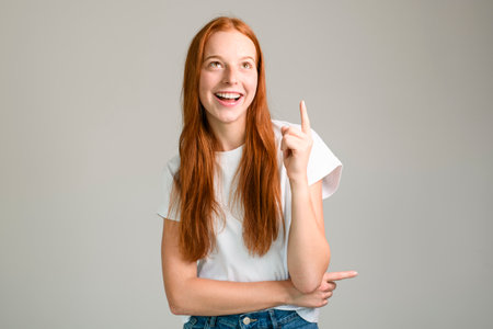 Pretty 18 years old girl posing in studioの写真素材