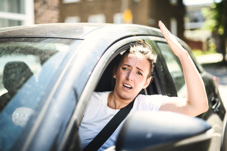angry woman at car window