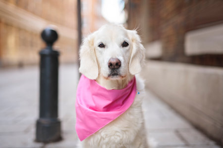 cute dog Golden Retriever on a sunny day.の写真素材