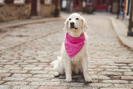 cute dog Golden Retriever on a sunny day.
