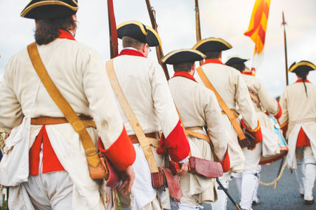 historic reconstition military group on plaine dabraham.
