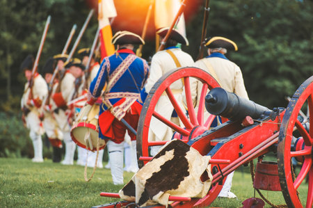 historic reconstition military group on plaine dabraham.