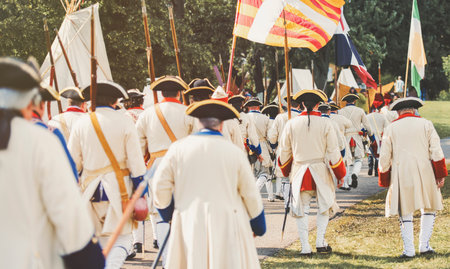 historic reconstition military group on plaine dabraham.