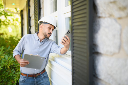 man with hard hat house inspectorの写真素材