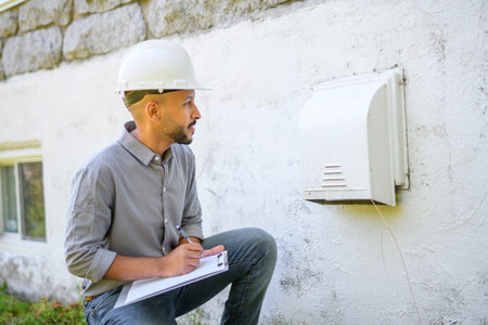 man with hard hat house inspector dryer