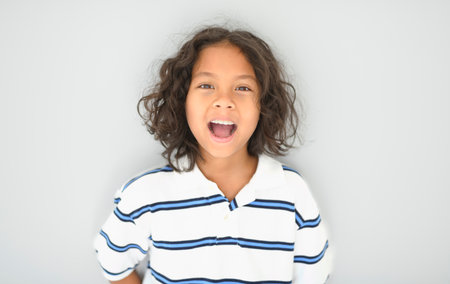 9 years thailand boy on studio shot isolated white background