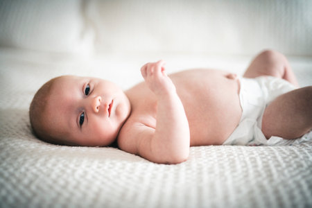 One months old lovely baby boy portrait