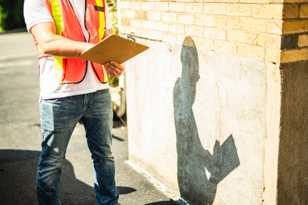 inspector or engineer is checking the building structure and house. After the renovate is completeの写真素材