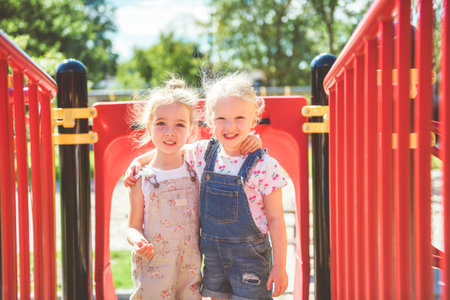 Happy kid having fun play together on summer season