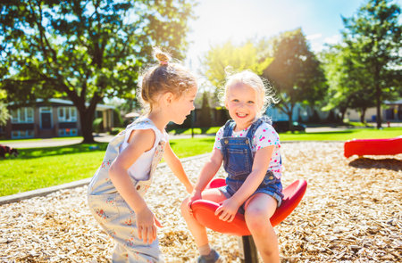Happy kid having fun play together on summer seasonの写真素材