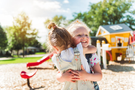 Happy kid having fun play together on summer seasonの写真素材
