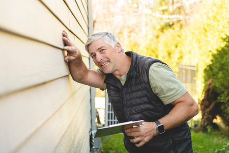 inspector or engineer is checking the building structure and house. After the renovate is completeの写真素材