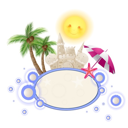 Summer background with castle sandのイラスト素材