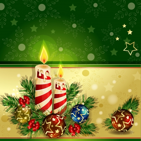 Christmas background with burning candles のイラスト素材