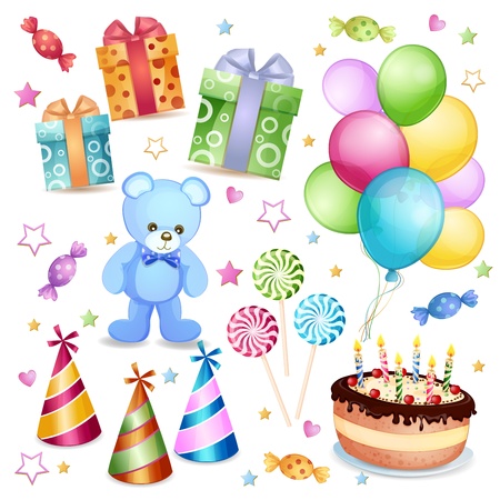 Set of birthday party elementsのイラスト素材