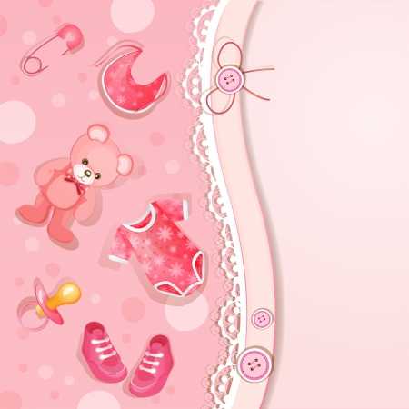 Pink baby shower cardのイラスト素材