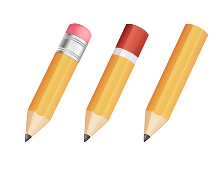 Three wooden sharp pencils isolated on white  のイラスト素材