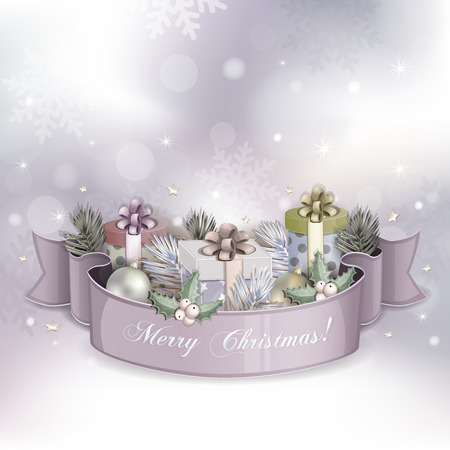Christmas illustration with gift boxes のイラスト素材