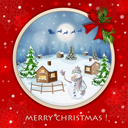 Christmas ball with winter landscapeのイラスト素材